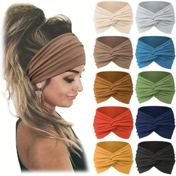 Pack 10 Bandeaux Cheveux Anti-Dérapants - Fitness/Yoga/Quotidien