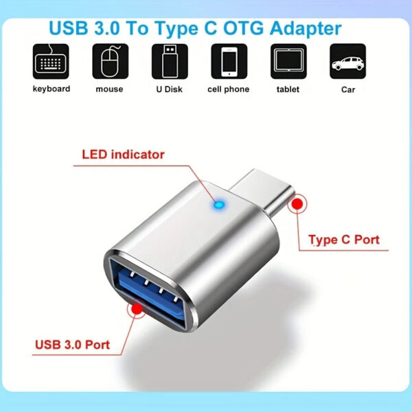 Adaptateur OTG Type-C vers USB 3.0 - Connexion Ultra-Rapide - Compatible Smartphone