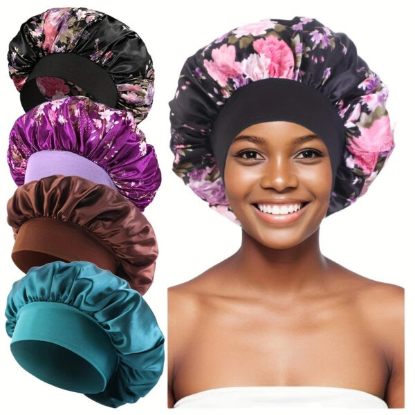 Pack 4 Bonnets de Nuit en Soie - Protection Cheveux Crépus/Texturés