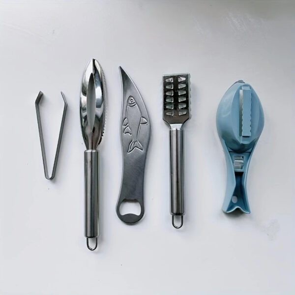 Ensemble Professionnel de 5 Ustensiles de Cuisine - Acier Inoxydable & Bois